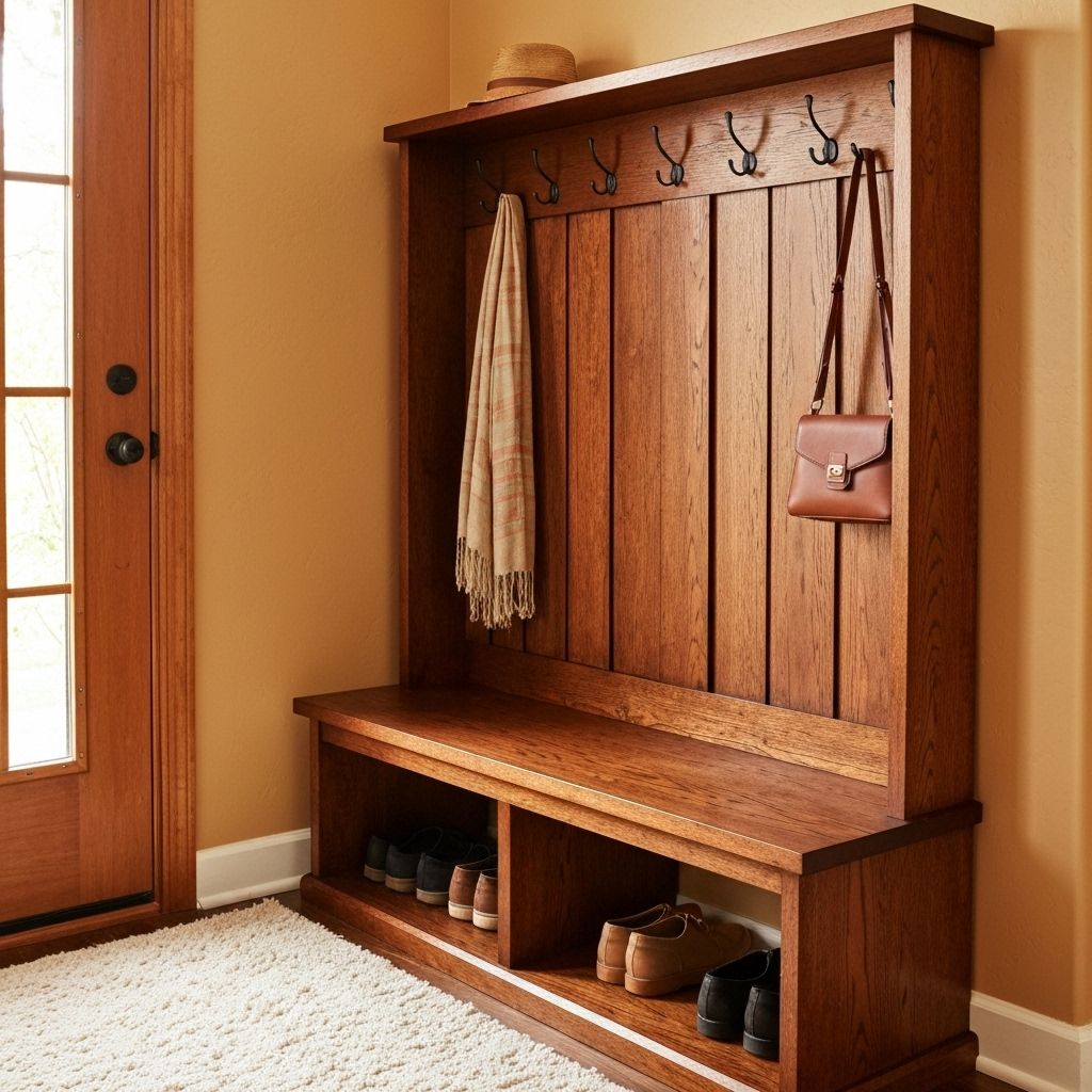 Welcoming entryway with bench and storage
